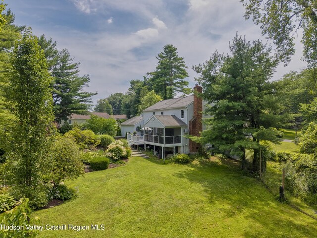 157 Hillside Ter, Kingston, NY 12401 - view of grassy yard featuring a deck