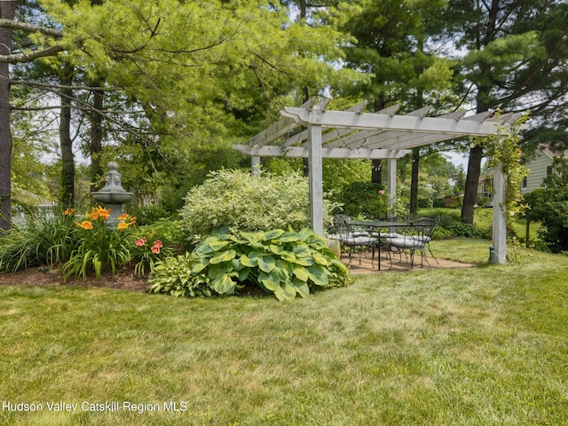 157 Hillside Ter, Kingston, NY 12401 - view of green lawn featuring a pergola and a patio