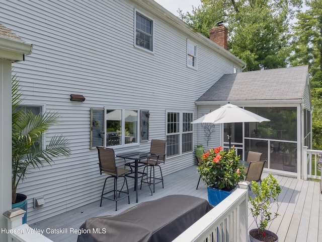 157 Hillside Ter, Kingston, NY 12401 - wooden deck featuring outdoor dining area