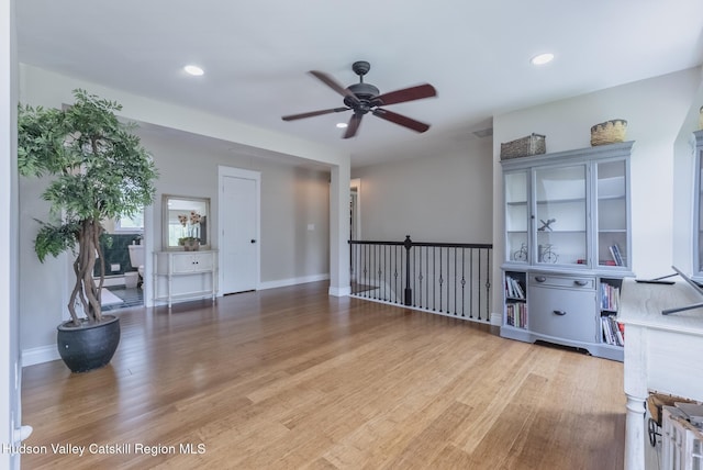 157 Hillside Ter, Kingston, NY 12401 - spare room featuring ceiling fan, light wood-style floors, and recessed lighting