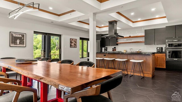 7717 Main St, Hunter, NY 12442 - dining area with recessed lighting and crown molding