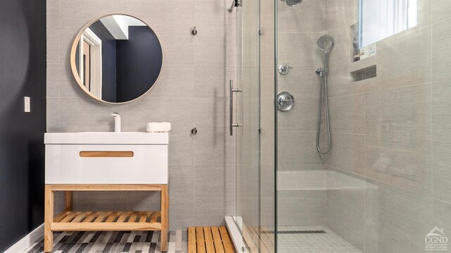 7717 Main St, Hunter, NY 12442 - bathroom featuring a stall shower and vanity