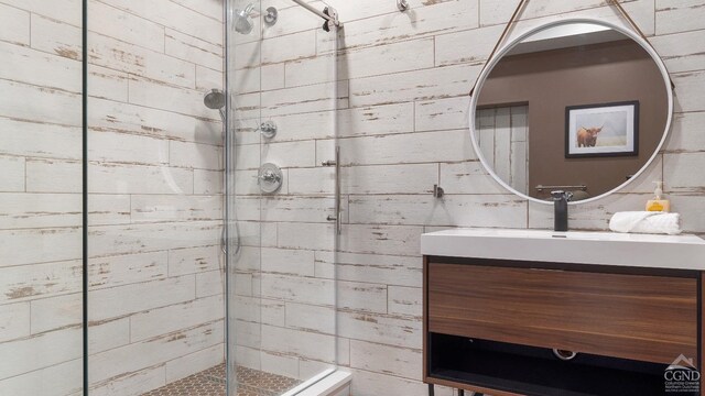 7717 Main St, Hunter, NY 12442 - bathroom featuring a stall shower and vanity