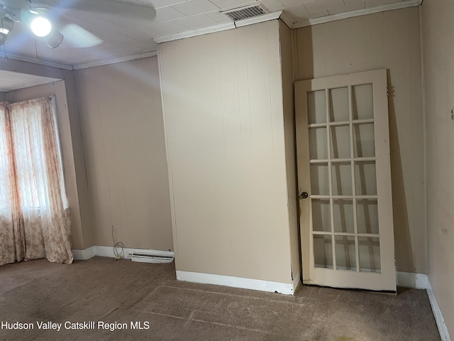 63 Gill St, Kingston, NY 12401 - unfurnished room with ceiling fan, carpet, baseboards, and ornamental molding