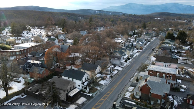 birds eye view of property featuring a mountain view