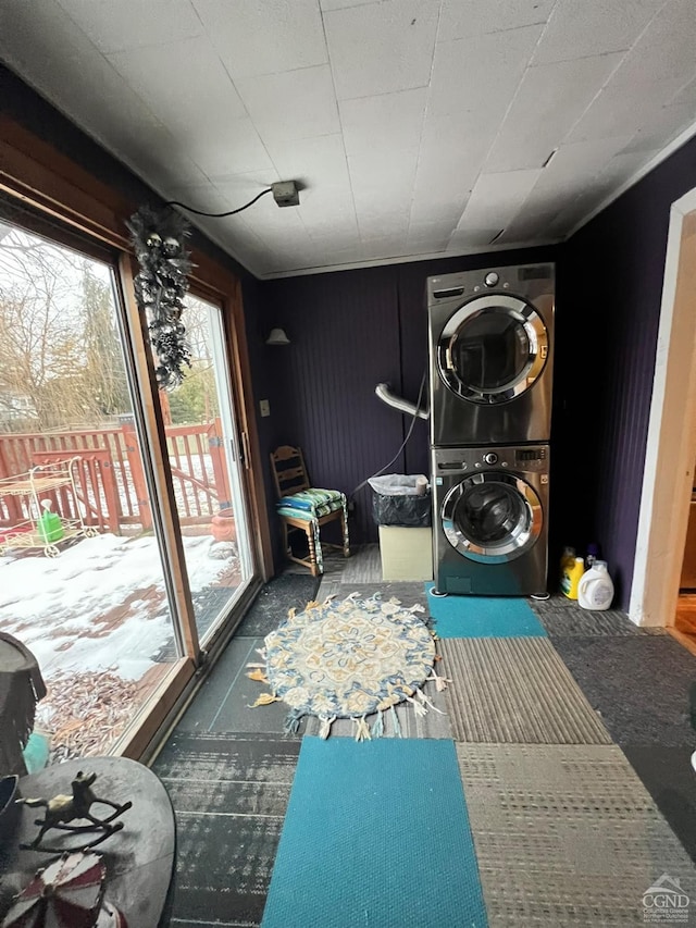 15 N Warren St, Athens, NY 12015 - laundry area with stacked washer / drying machine