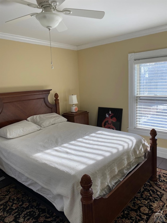 15 N Warren St, Athens, NY 12015 - bedroom featuring ornamental molding and ceiling fan