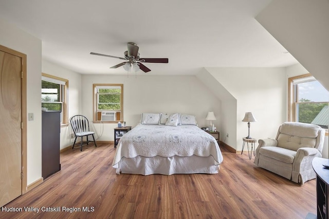 16 Wang Dr, Copake, NY 12516 - bedroom with cooling unit, wood finished floors, and a ceiling fan