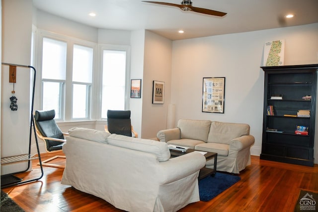 17-23 Linden St, Pittsfield, MA 01201 - living room featuring a ceiling fan, wood finished floors, and recessed lighting