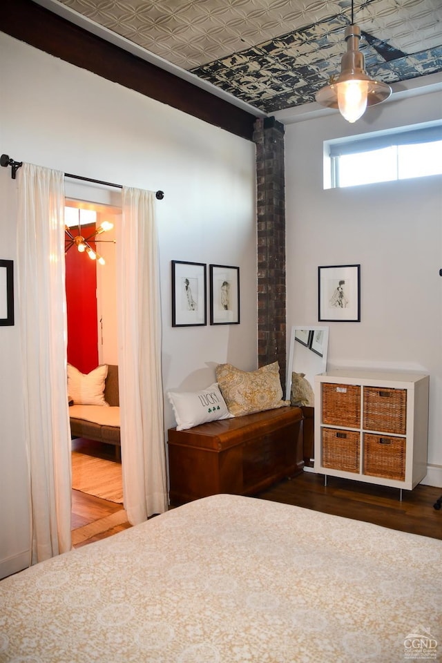 17-23 Linden St, Pittsfield, MA 01201 - bedroom with dark wood-style floors, an ornate ceiling, and connected bathroom