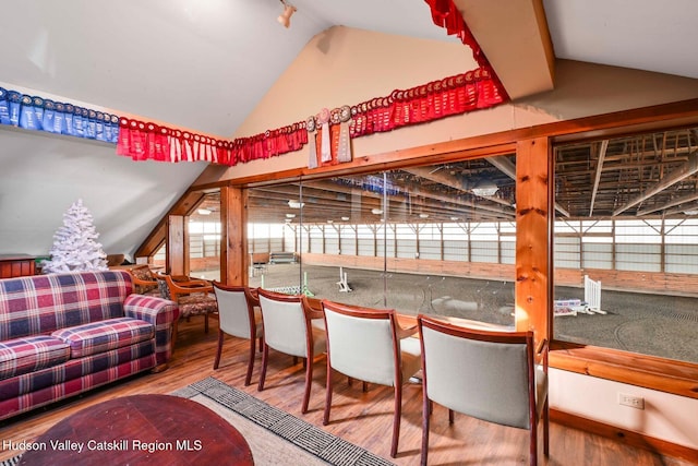 339-345 Jessup Rd, Florida, NY 10921 - dining space with lofted ceiling and wood finished floors