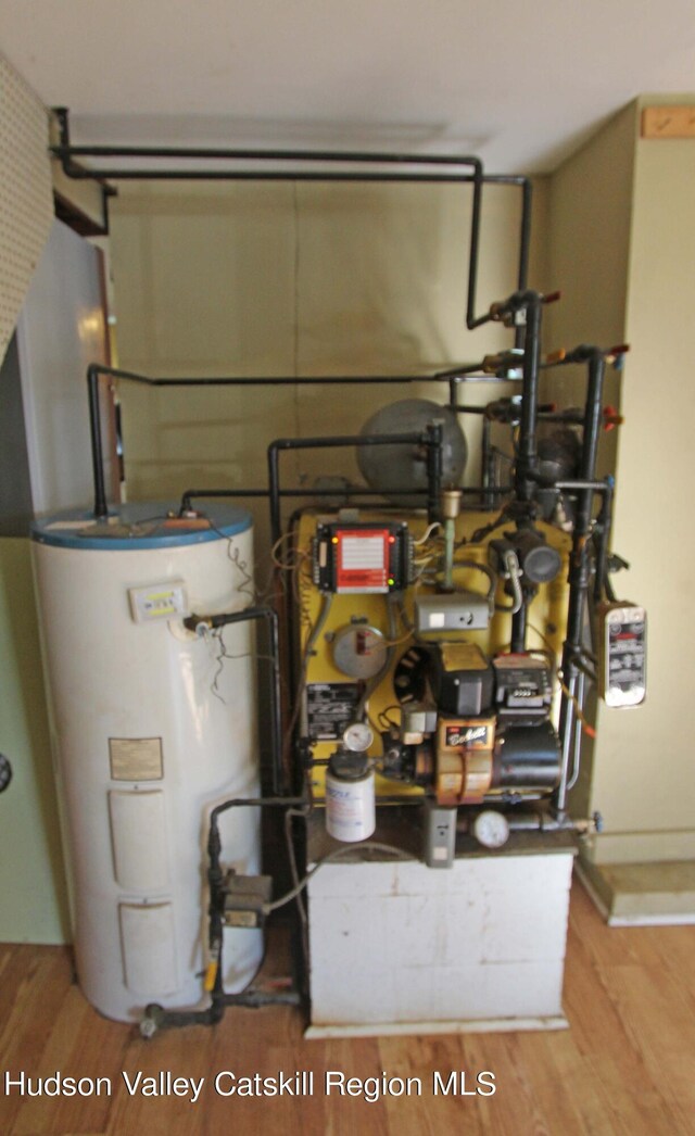 utility room with water heater