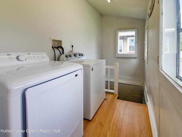 40 Fairview Ave, Hudson, NY 12534 - laundry room with light wood-style floors and washer and dryer