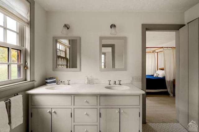 118 Finkle Rd, Ancram, NY 12503 - ensuite bathroom featuring double vanity and wood finished floors