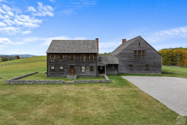 118 Finkle Rd, Ancram, NY 12503 - view of front of house featuring a chimney, a front yard, and asphalt driveway