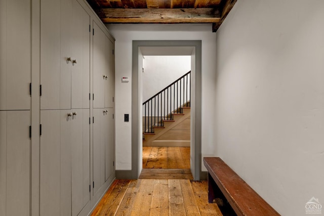 118 Finkle Rd, Ancram, NY 12503 - corridor featuring light wood finished floors, stairway, and baseboards