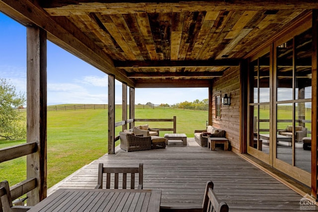 118 Finkle Rd, Ancram, NY 12503 - wooden deck with a yard, a view of rural / pastoral area, and an outdoor living space