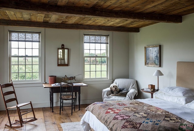 118 Finkle Rd, Ancram, NY 12503 - bedroom with wood ceiling, multiple windows, wood-type flooring, and beam ceiling