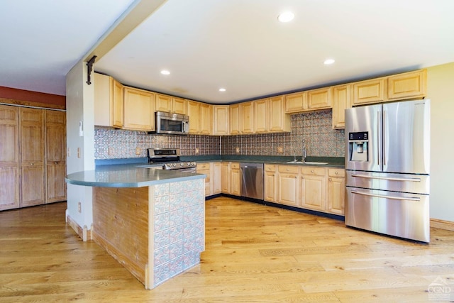 38 Cheviot Rd Unit 8, Germantown, NY 12526 - kitchen with appliances with stainless steel finishes, light brown cabinets, a sink, and recessed lighting