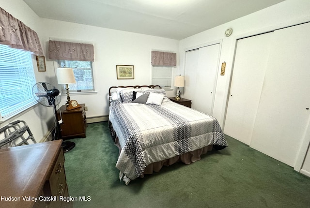 258 Watson Hollow Rd, West Shokan, NY 12494 - carpeted bedroom with two closets and baseboard heating