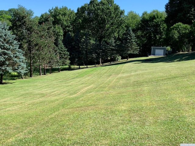 160 Willowbrook Rd, Hudson, NY 12534 - view of grassy yard featuring a garage and an outdoor structure