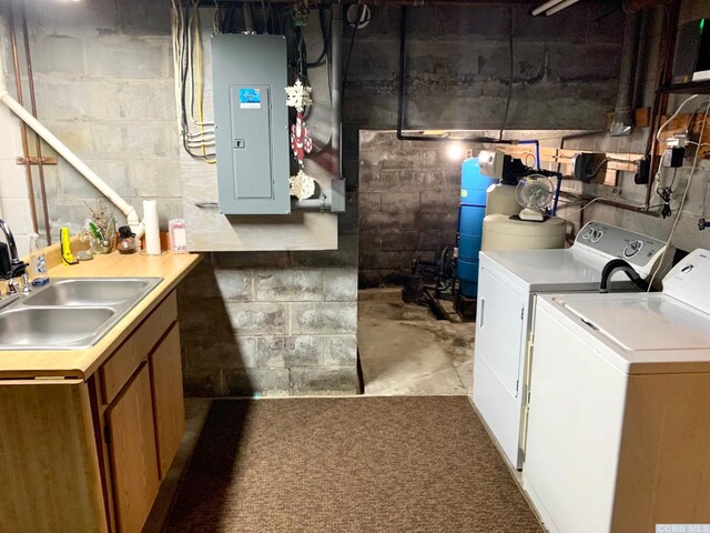 160 Willowbrook Rd, Hudson, NY 12534 - washroom with electric panel, washer and dryer, and cabinet space