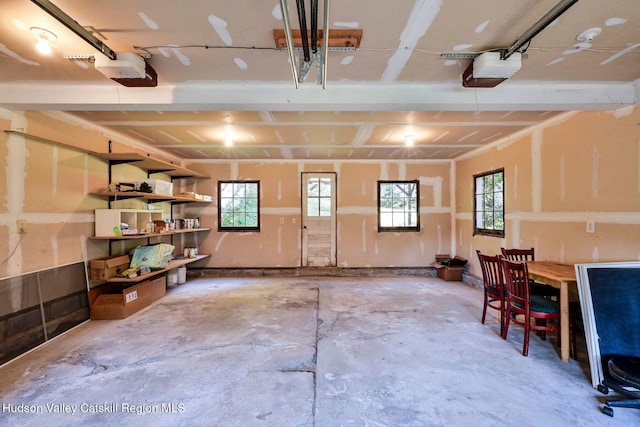 garage with a garage door opener