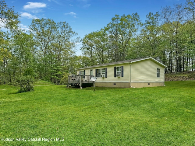 199 Echo Hill Rd, Saugerties, NY 12477 - rear view of house featuring a lawn, a deck, and crawl space