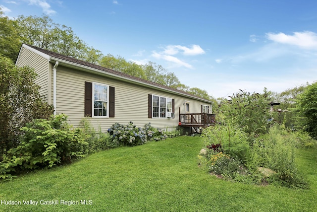 199 Echo Hill Rd, Saugerties, NY 12477 - exterior space with a yard, cooling unit, and a wooden deck