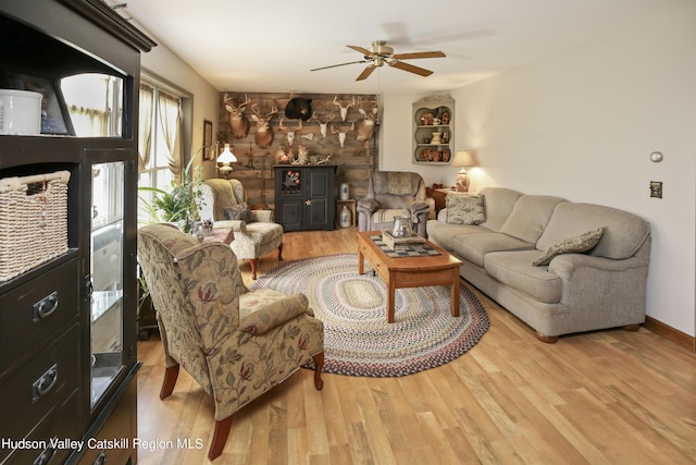 199 Echo Hill Rd, Saugerties, NY 12477 - living area featuring ceiling fan and wood finished floors