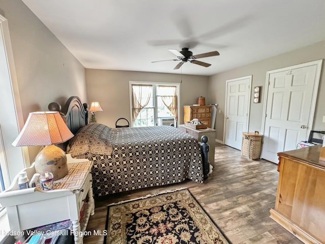 199 Echo Hill Rd, Saugerties, NY 12477 - bedroom with ceiling fan, wood finished floors, and cooling unit