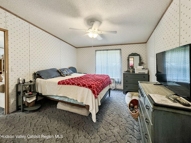 199 Echo Hill Rd, Saugerties, NY 12477 - bedroom featuring a textured ceiling, ornamental molding, and carpet
