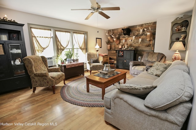 199 Echo Hill Rd, Saugerties, NY 12477 - living area featuring a ceiling fan and light wood-style flooring