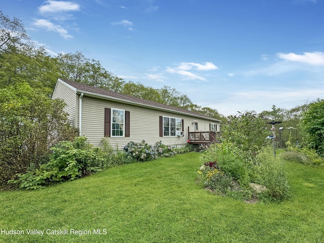 199 Echo Hill Rd, Saugerties, NY 12477 - view of front of property featuring a front lawn and a wooden deck