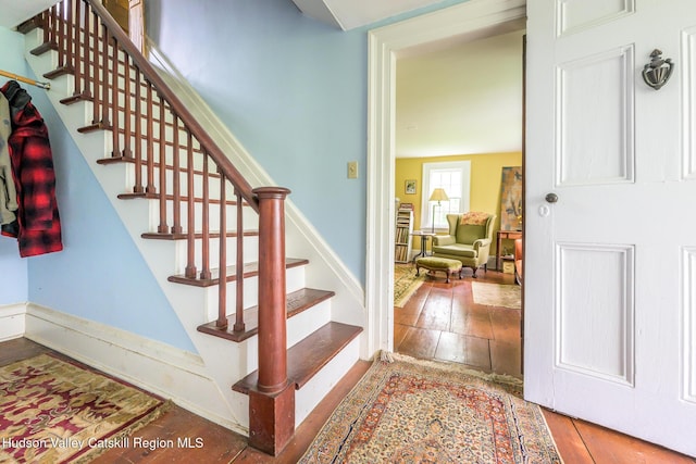 1250 County Route 351, Rensselaerville, NY 12147 - stairway with hardwood / wood-style flooring
