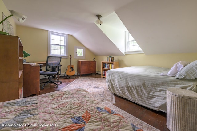 1250 County Route 351, Rensselaerville, NY 12147 - bedroom featuring vaulted ceiling and wood finished floors