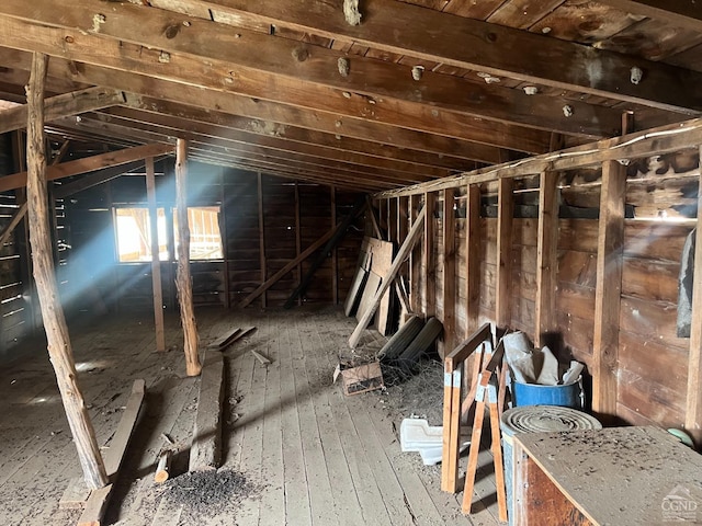 misc room with lofted ceiling