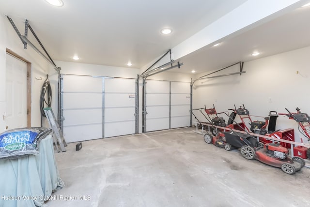 garage with recessed lighting