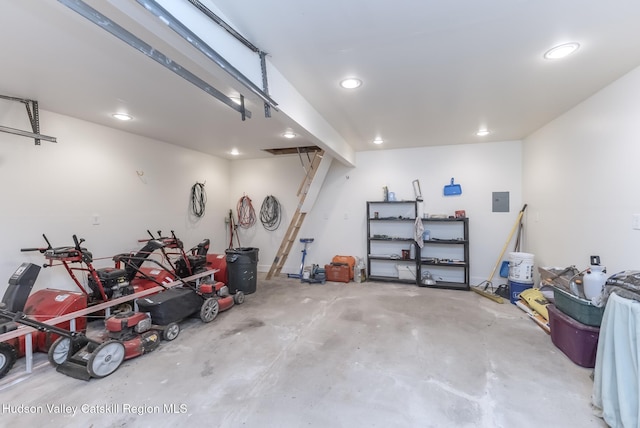 garage with recessed lighting