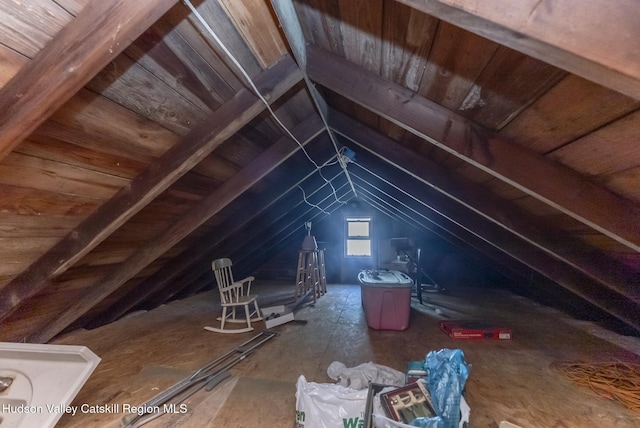 view of unfinished attic