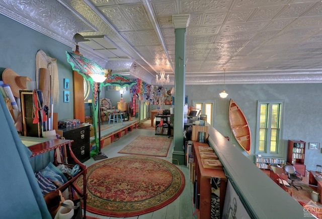 380 Main St, New Baltimore, NY 12124 - game room with a chandelier, an ornate ceiling, and ornamental molding