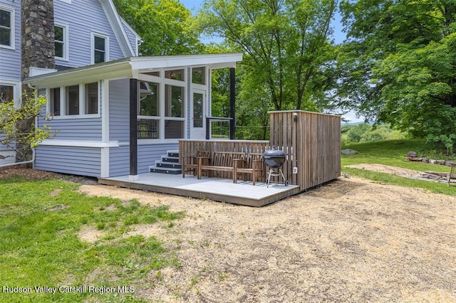 370 N Elting Corners Rd, Highland, NY 12528 - deck featuring a sunroom and grilling area