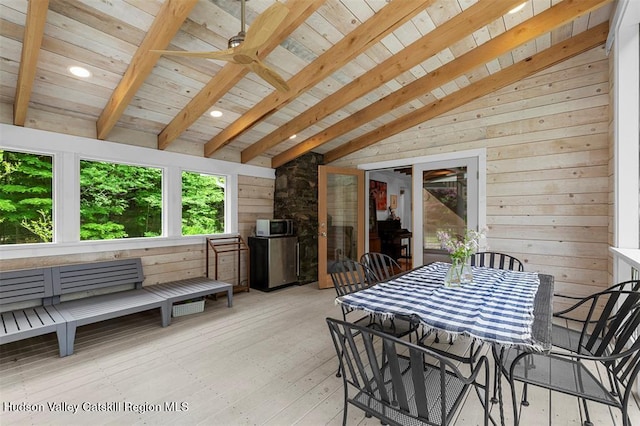 370 N Elting Corners Rd, Highland, NY 12528 - wooden deck featuring ceiling fan and outdoor dining area