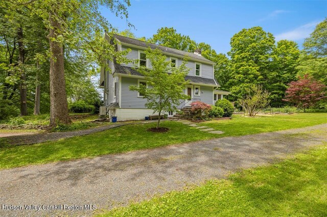 370 N Elting Corners Rd, Highland, NY 12528 - view of front of house with a front yard and a chimney