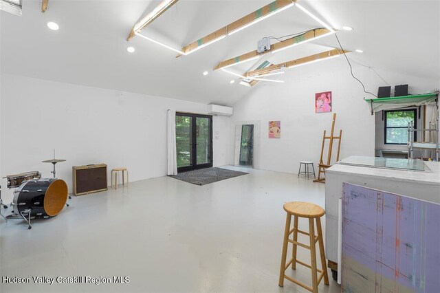370 N Elting Corners Rd, Highland, NY 12528 - garage featuring a wall mounted AC and recessed lighting
