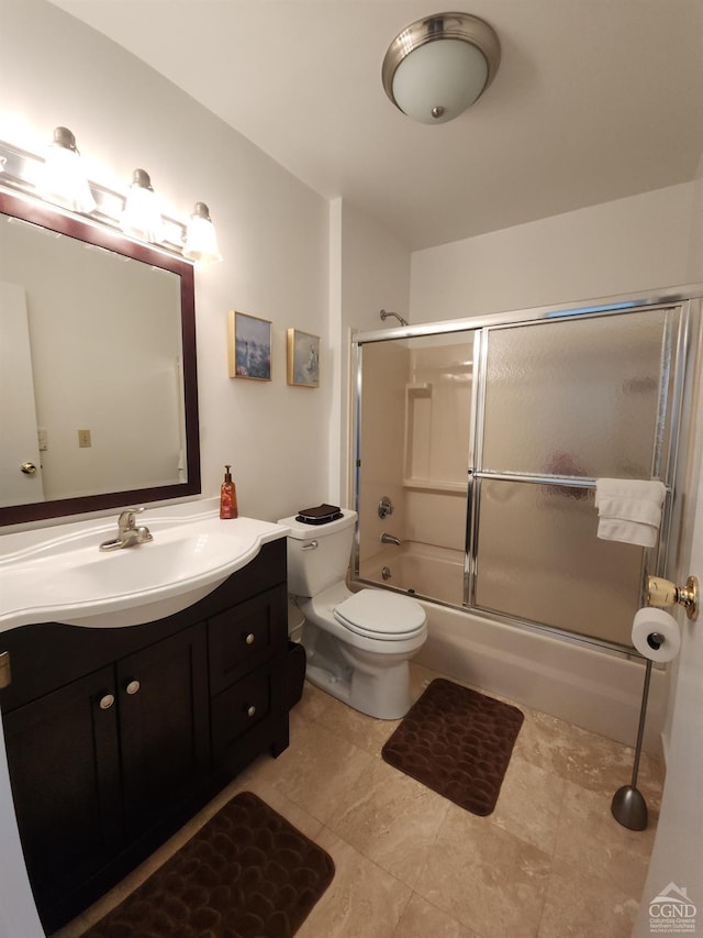 56 Highlands Dr Unit F-5, Hunter, NY 12442 - full bath with vanity, shower / bath combination with glass door, and tile patterned floors