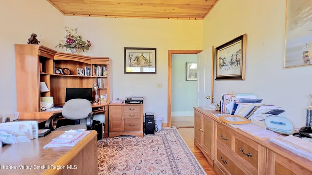 50 Manhattoes Dr, Athens, NY 12015 - office area featuring wooden ceiling and light wood-style floors