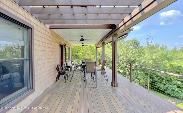 50 Manhattoes Dr, Athens, NY 12015 - deck featuring outdoor dining space and a ceiling fan