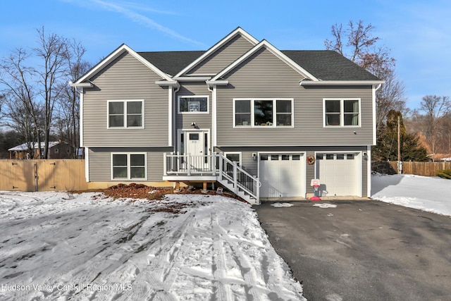 bi-level home with a garage