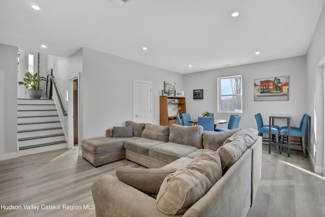 living room featuring light hardwood / wood-style floors